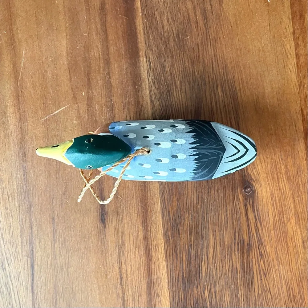 *VINTAGE* Mallard Duck Ornament - Wood - Christmas - Decor - 4.5” x 1.25” x 2.5” - Picture 5 of 6